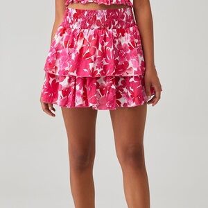 NWT Tiare Hawaii Women’s Fiji Flowers Pink Olivia Skirt Mini Tropical Size XS/S